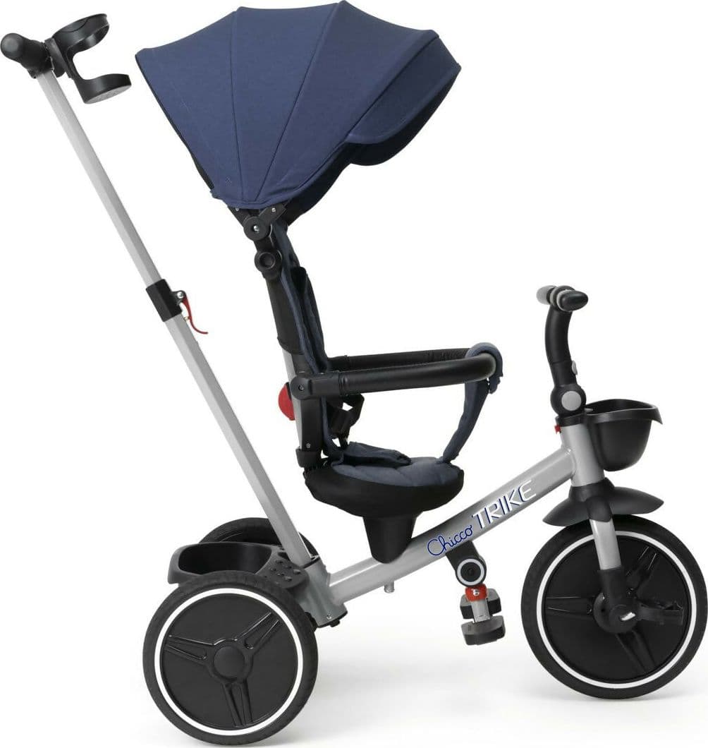 CHICCO Triciclo Evolutivo Bambini 4in1 segue la crescita del bambino - Telaio in Metallo - Ruote in Gomma EVA - Cintura a 4 Punti - Maniglione Telescopico e Cappottina Rimovibili - Passeggino con Seduta Reversibile - Cestino - colore BLU in Bici per bambini Sanitaria Gioia del Bimbo - Villa San Giovanni, commercioVirtuoso.it