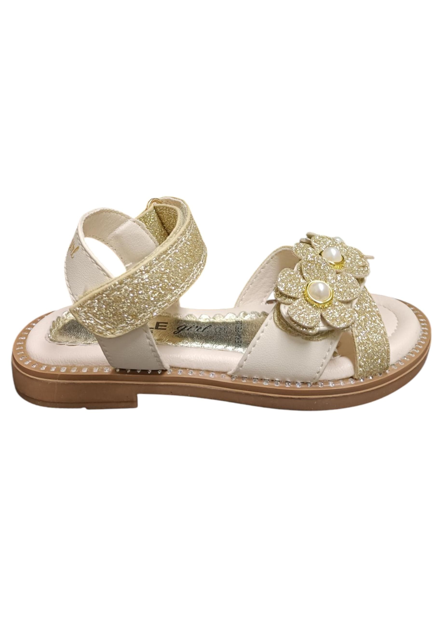 Sandali bambina Gaelle Queen platino pelle glitter - 6