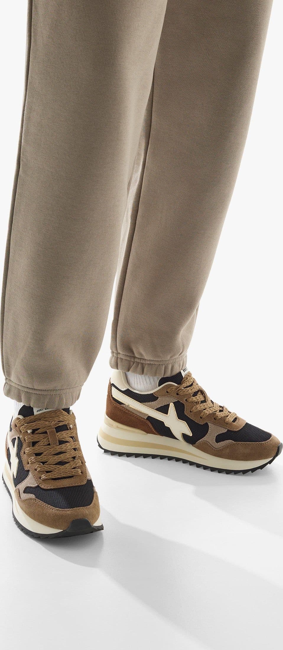 W6yz scarpe donna Home  YAK-W. - Sneakers in tessuto tecnico e suede - Marrone-Nero. 2016528421D33 in Sneaker casual Broadway Red - Barletta, commercioVirtuoso.it