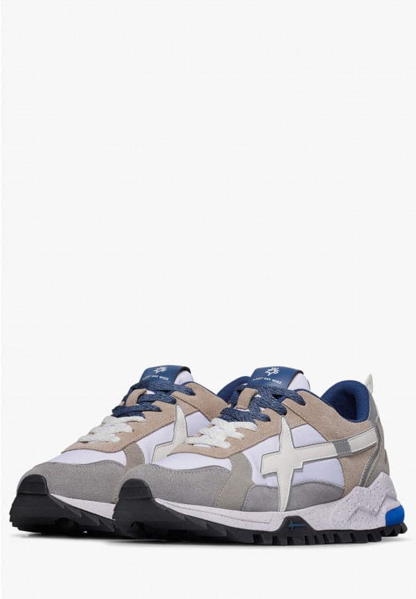 W6YZ Sneaker Uomo BREEZE 3-M in Suede e Tessuto Tecnico Grigio Bianco e Beige in Sneaker casual Broadway Red - Barletta, commercioVirtuoso.it