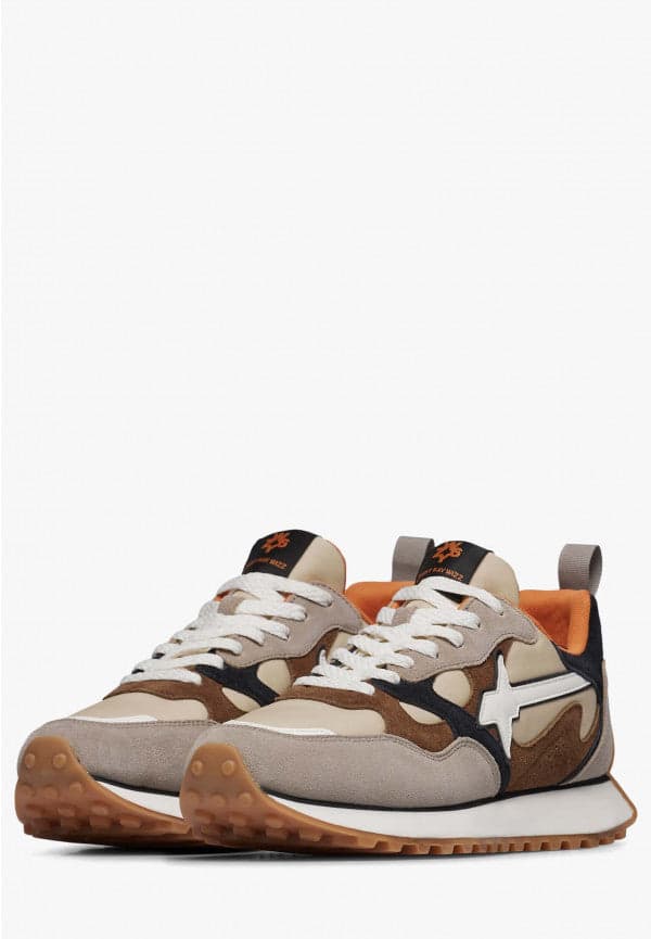 W6yz scarpa uomo LOOP-M. - Sneakers in suede e tessuto tecnico - Tortora-Beige-Nero in Sneaker casual Broadway Red - Barletta, commercioVirtuoso.it