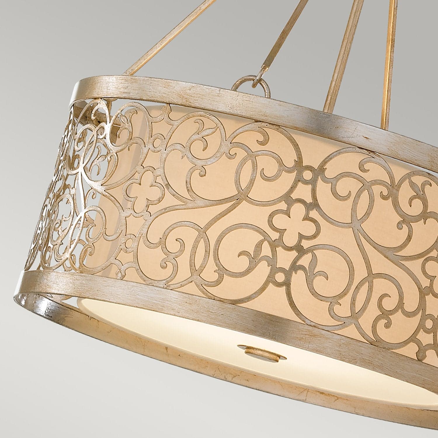 Lampadario Contemporaneo Arabesque Acciaio Foglia Argento Vetro 4 Luci E27 in Lampadari LuceArt - Montecorvino Pugliano, commercioVirtuoso.it