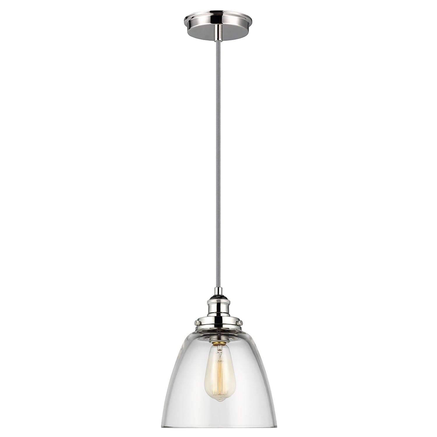 Sospensione Contemporanea Baskin Vetro Nichel Lucido 1 Luce E27 D22,8Cm in Lampade a sospensione LuceArt - Montecorvino Pugliano, commercioVirtuoso.it