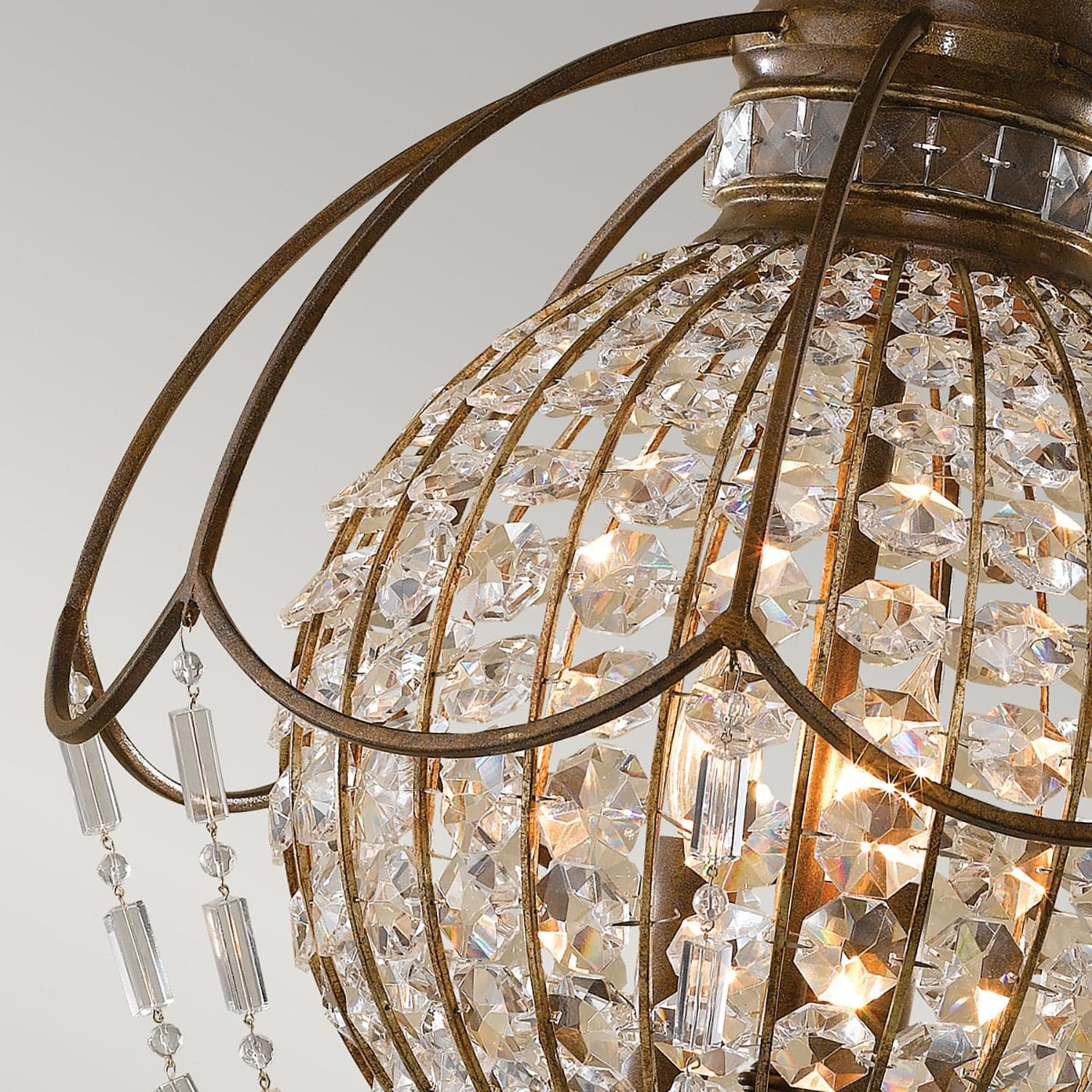 Lampadario Contemporaneo Bellini Acciaio Bronzo Ossidato Cristallo 3 Luci E14 in Lampade a sospensione LuceArt - Montecorvino Pugliano, commercioVirtuoso.it