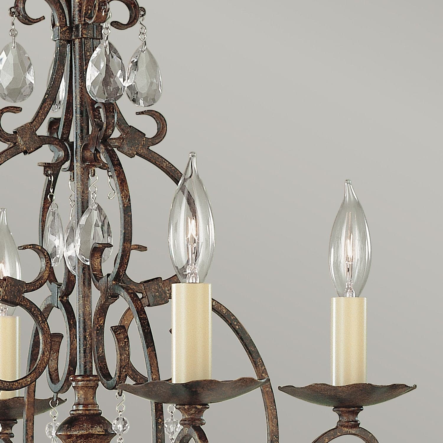 Lampadario Contemporaneo Chateau Acciaio Bronzo Moka Cristallo 4 Luci E14 in Lampade a sospensione LuceArt - Montecorvino Pugliano, commercioVirtuoso.it