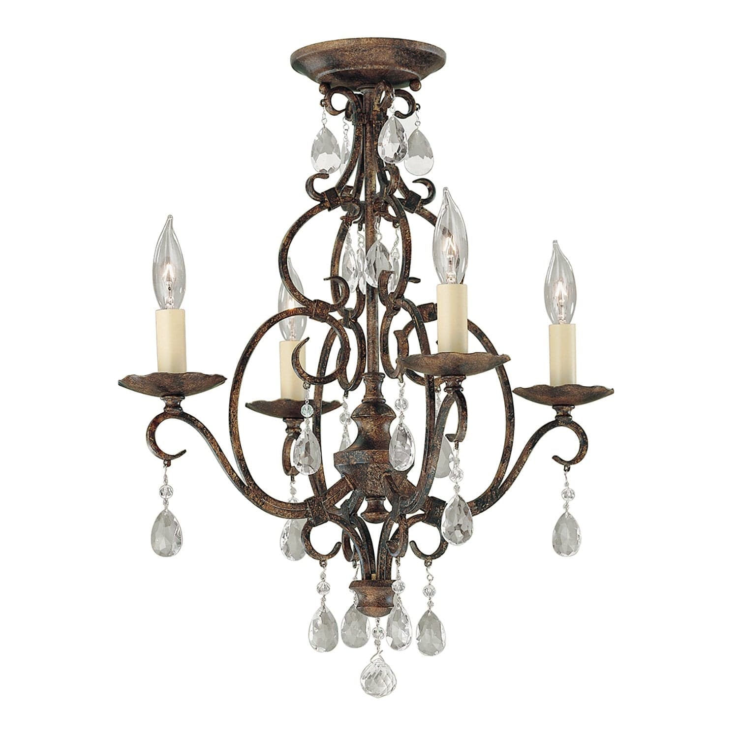 Lampadario Contemporaneo Chateau Acciaio Bronzo Moka Cristallo 4 Luci E14 in Lampade a sospensione LuceArt - Montecorvino Pugliano, commercioVirtuoso.it