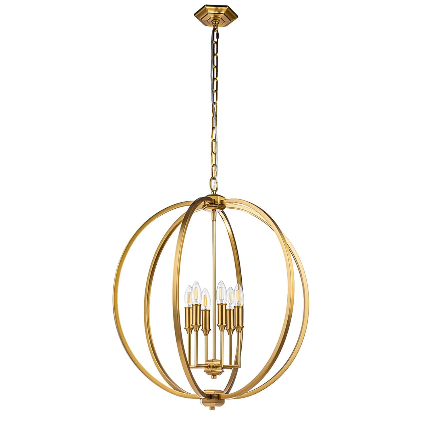 Lampadario Classico Corinne Acciaio Ottone Brunito 6 Luci E14 in Lampadari LuceArt - Montecorvino Pugliano, commercioVirtuoso.it