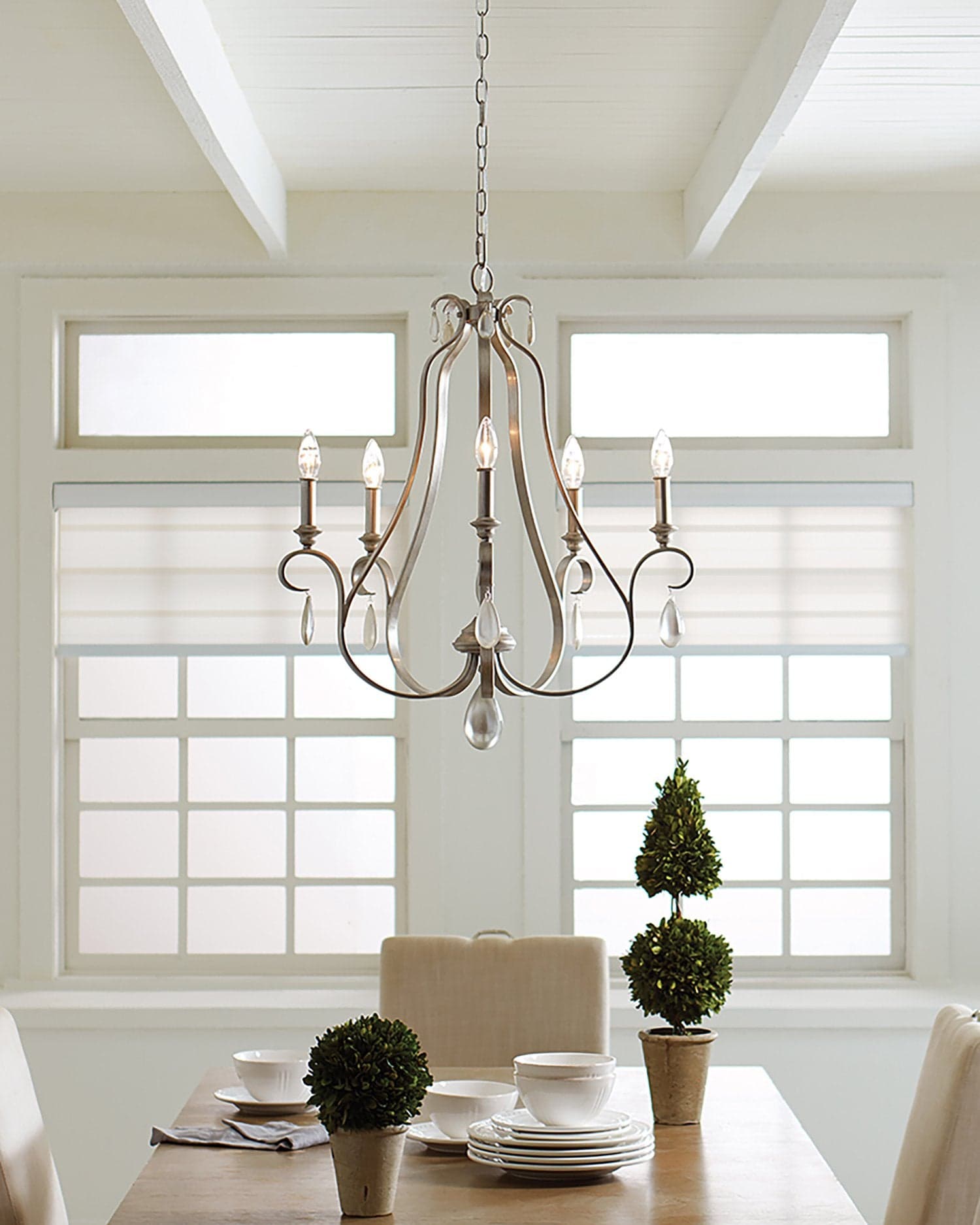 Lampadario Classico Dewitt Acciaio Argento Sunrise 5 Luci E14 in Lampade a sospensione LuceArt - Montecorvino Pugliano, commercioVirtuoso.it