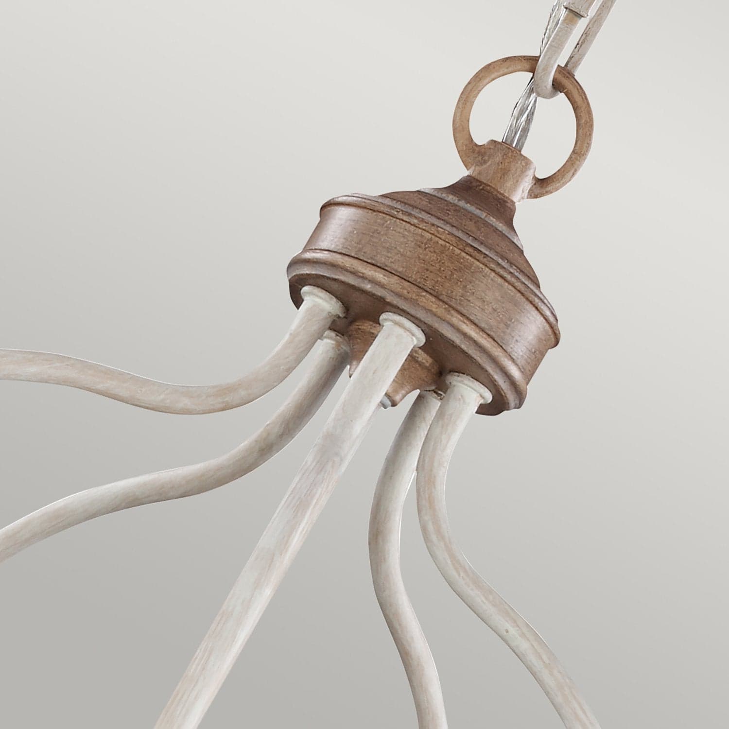 Lampadario Classico Hartsville Acciaio Gesso Slavato Legno Marrone 5 Luci E14 in Lampadari LuceArt - Montecorvino Pugliano, commercioVirtuoso.it