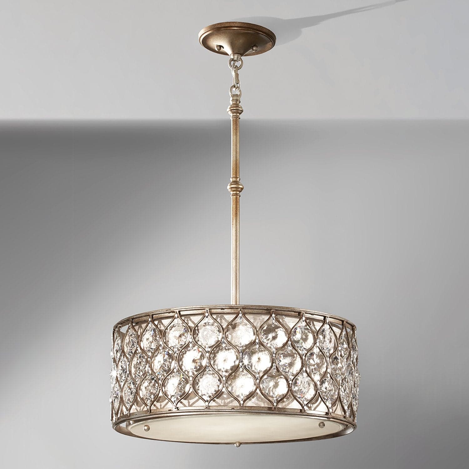 Lampadario Contemporaneo Lucia In Acciaio Argento Brunito Cristallo 3 Luci E27 in Lampadari LuceArt - Montecorvino Pugliano, commercioVirtuoso.it