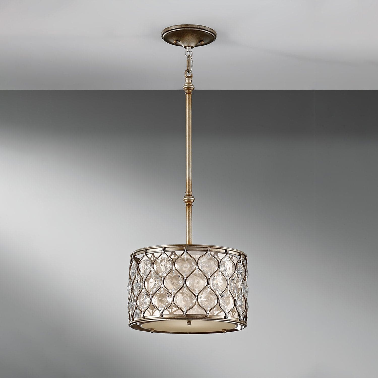 Sospensione Contemporanea Lucia In Acciaio Argento Brunito Cristallo 1 Luce E27 in Lampade a sospensione LuceArt - Montecorvino Pugliano, commercioVirtuoso.it