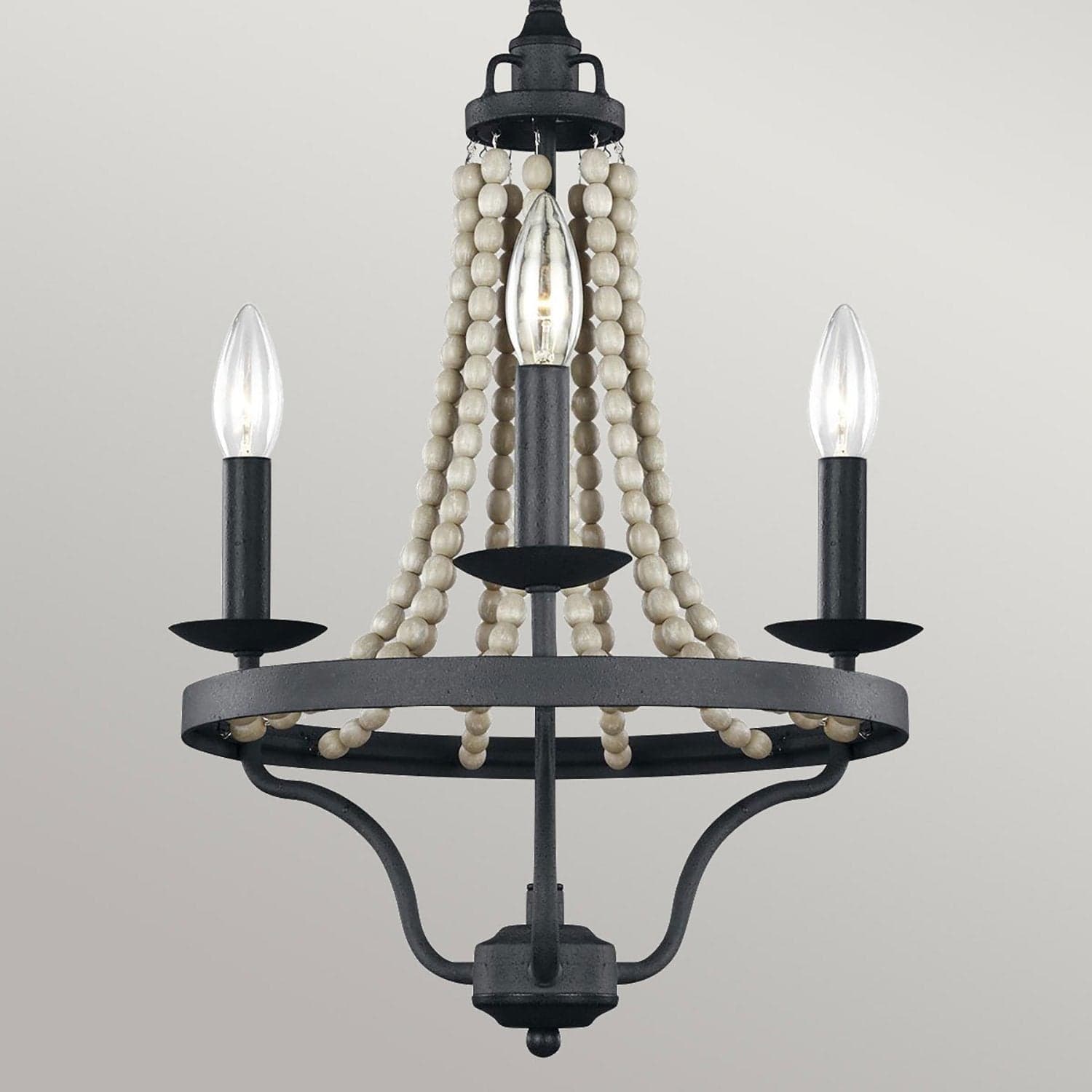 Lampadario Classico Nori Acciaio Zinco Scuro Anticato Legno Grigio 3 Luci E14 in Lampade a sospensione LuceArt - Montecorvino Pugliano, commercioVirtuoso.it