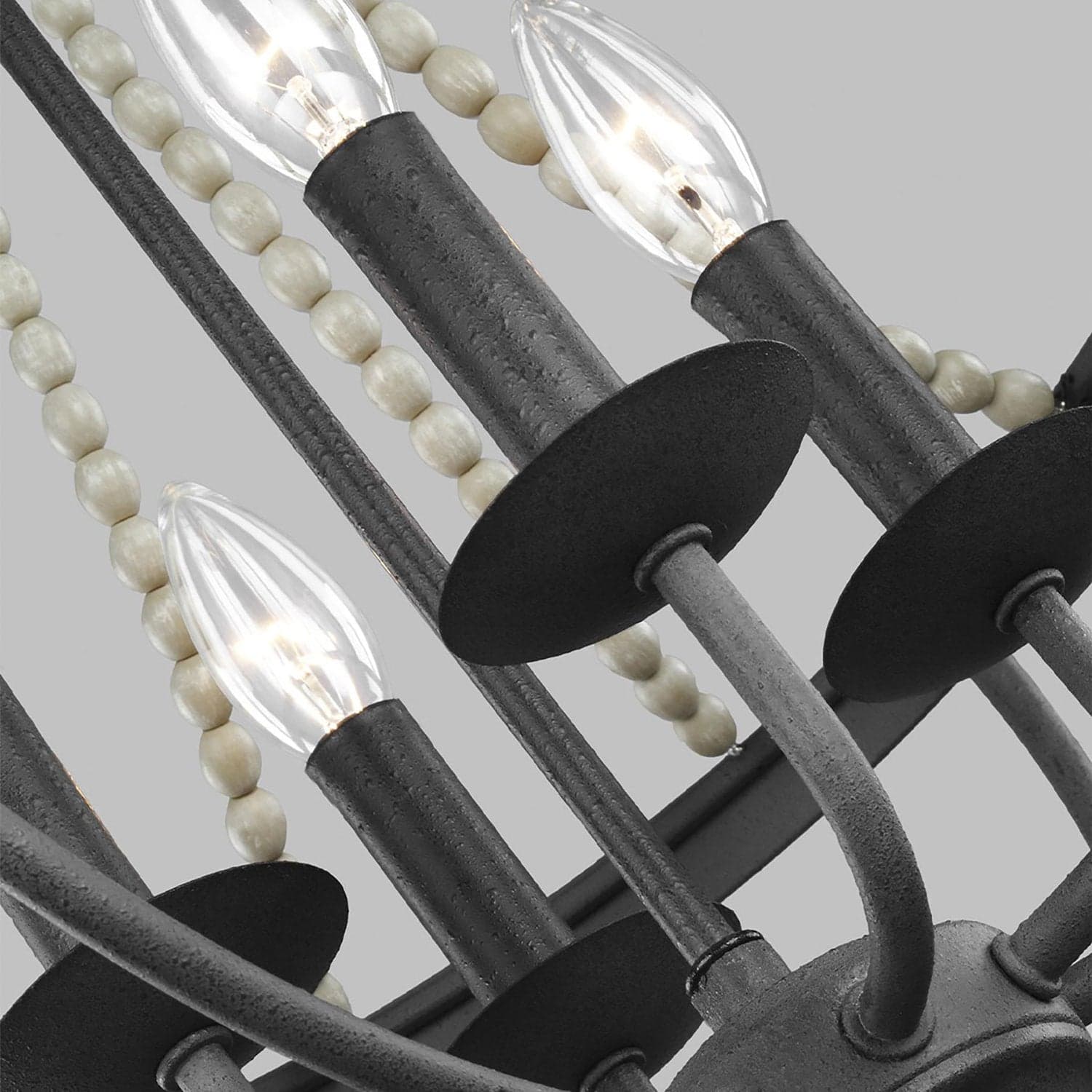 Lampadario Classico Nori Acciaio Zinco Scuro Anticato Legno Grigio 4 Luci E14 in Lampade a sospensione LuceArt - Montecorvino Pugliano, commercioVirtuoso.it