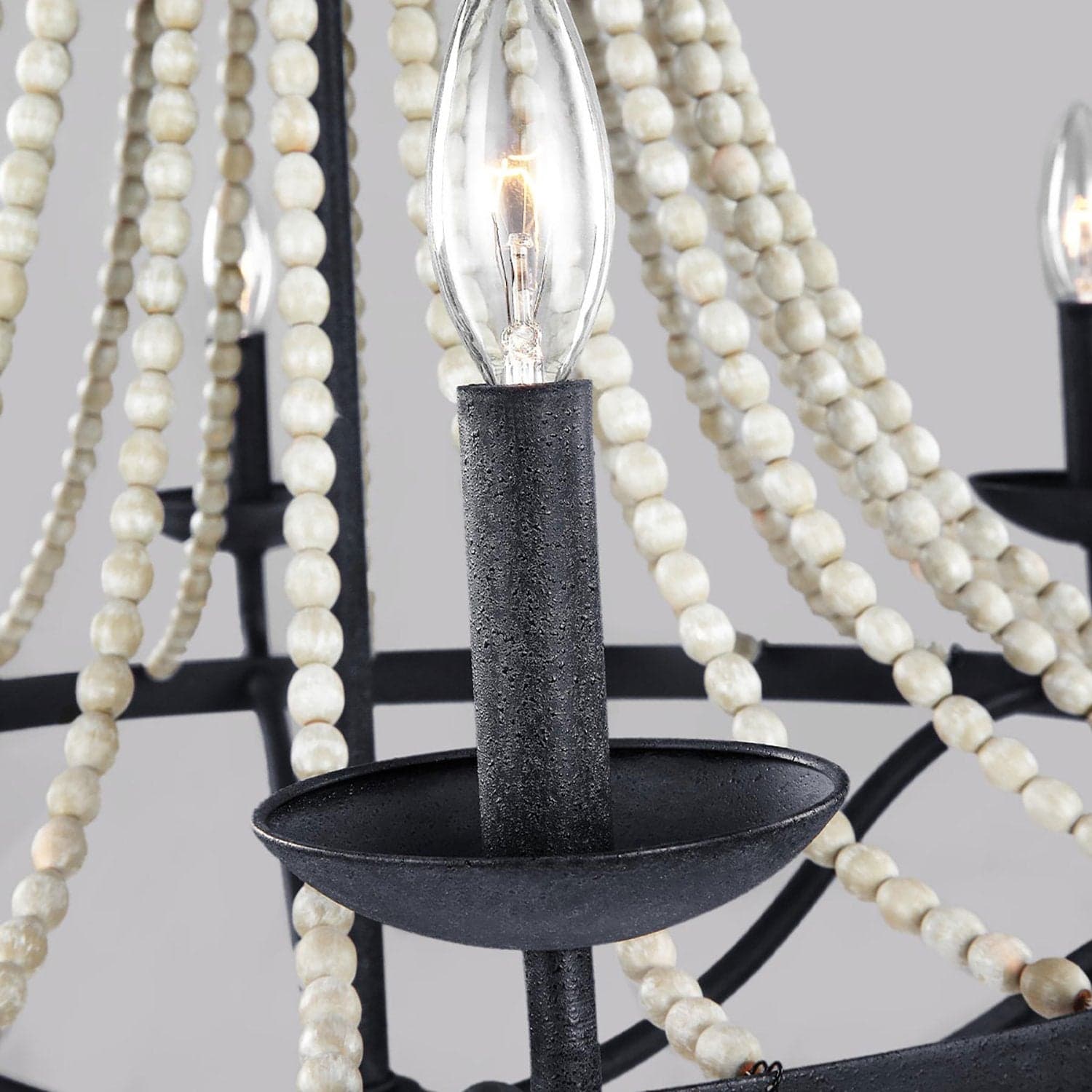 Lampadario Classico Nori Acciaio Zinco Scuro Anticato Legno Grigio 6 Luci E14 in Lampade a sospensione LuceArt - Montecorvino Pugliano, commercioVirtuoso.it