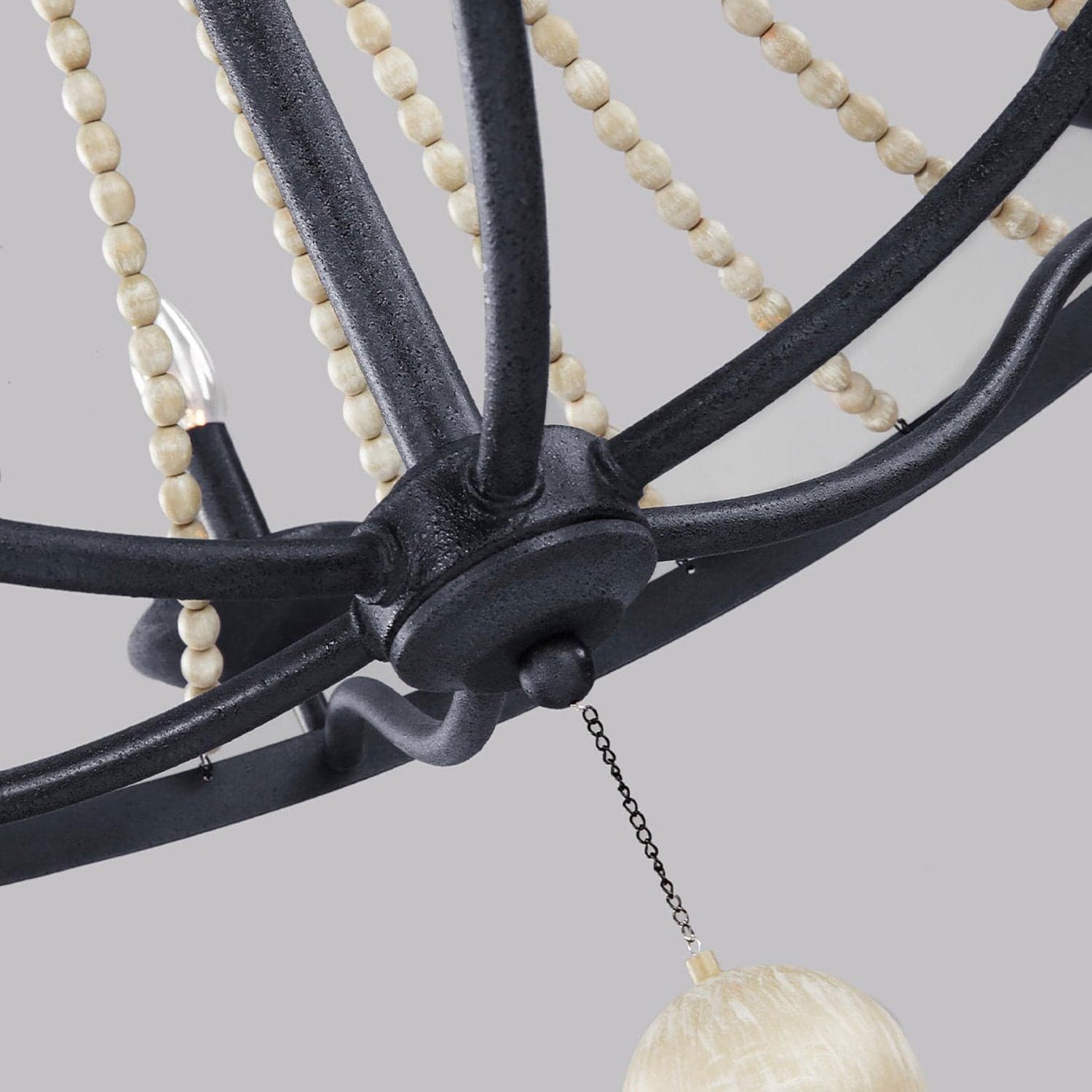 Lampadario Classico Nori Acciaio Zinco Scuro Anticato Legno Grigio 6 Luci E14 in Lampade a sospensione LuceArt - Montecorvino Pugliano, commercioVirtuoso.it