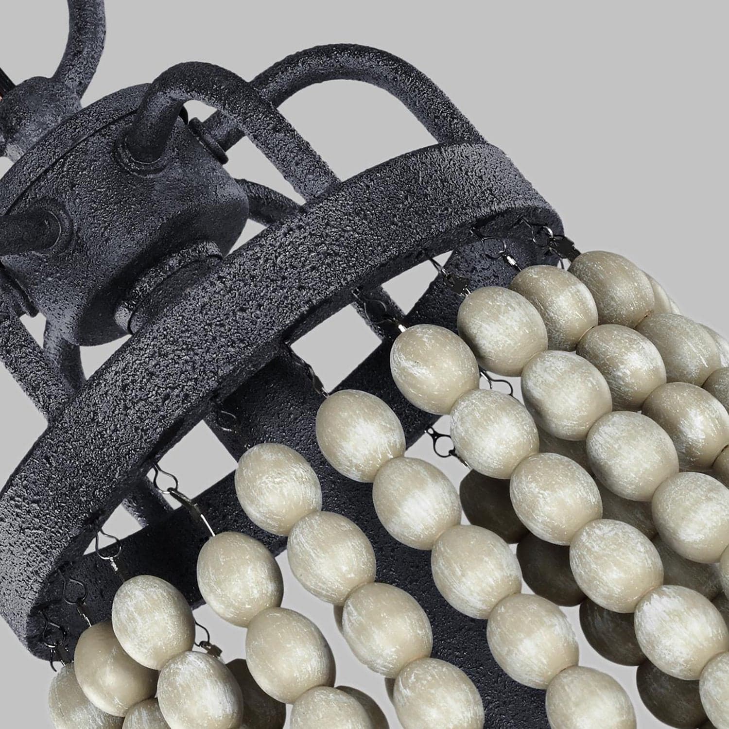 Lampadario Classico Nori Acciaio Zinco Scuro Anticato Legno Grigio 6 Luci E14 in Lampade a sospensione LuceArt - Montecorvino Pugliano, commercioVirtuoso.it