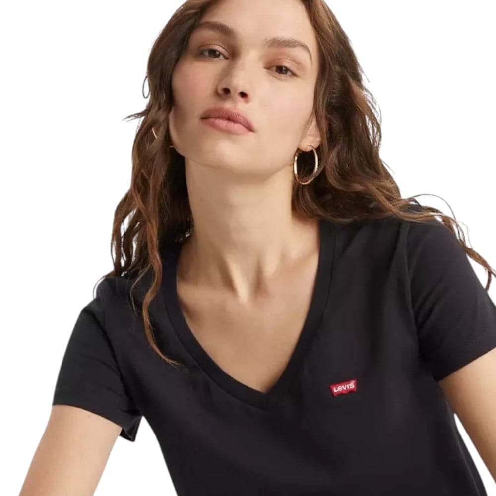 Levi's t-shirt nera scollo a V 853410003 T-shirt LEVI'S