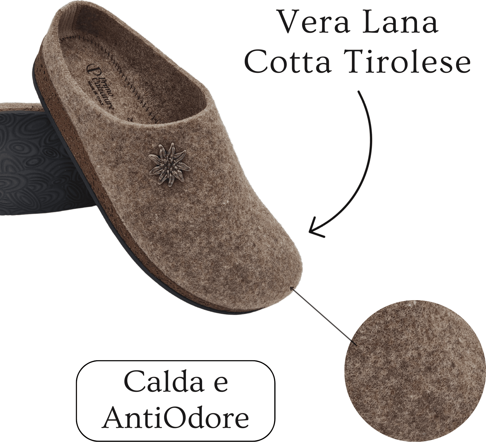 Primo Calzature Ottime Ciabatte Uomo Invernali, Pantofole Tirolesi in Lana per Casa 100% Made in Italy in Pantofole Primo Calzature - Venezia, commercioVirtuoso.it
