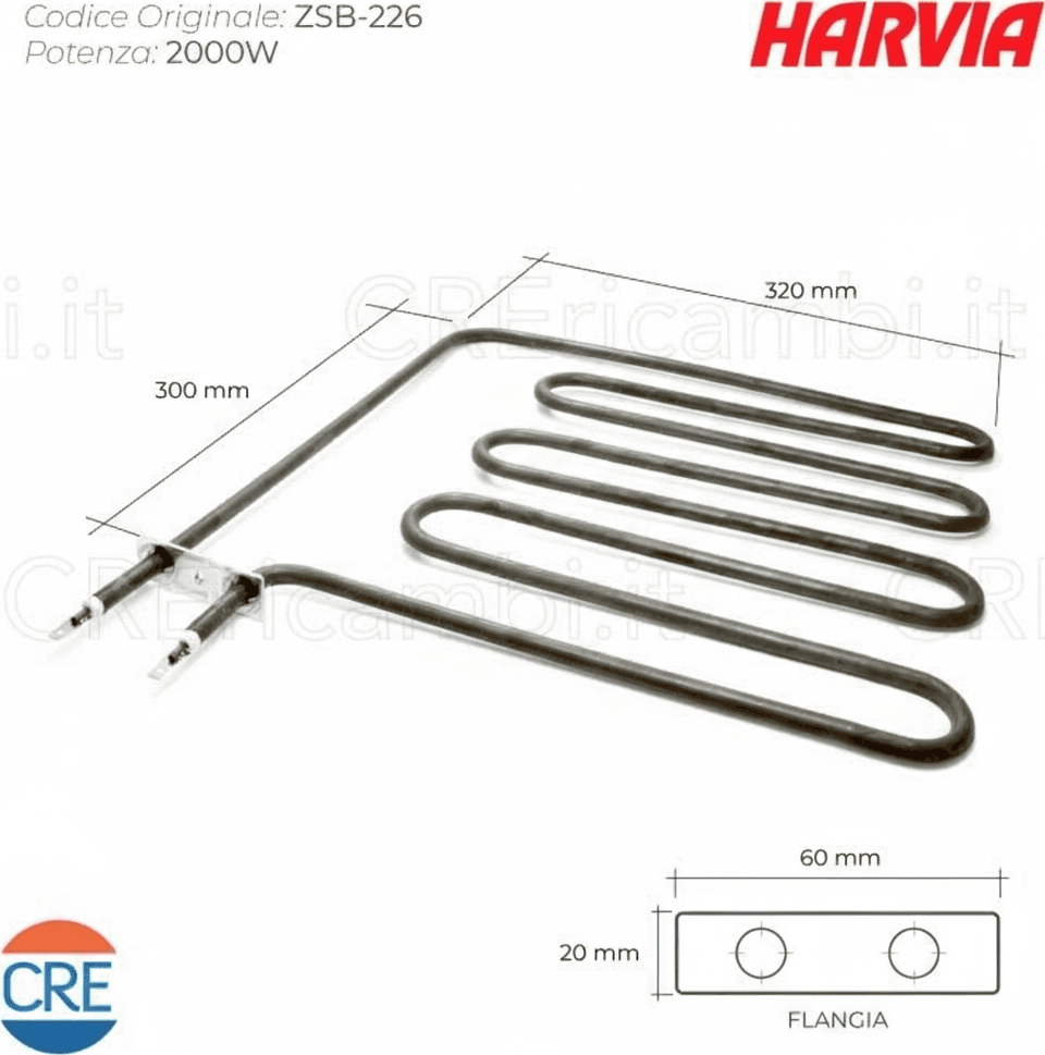 Resistenza 2000W per Sauna Harvia, 300x320 cm in Saune CRE Ricambi - Fabriano, commercioVirtuoso.it