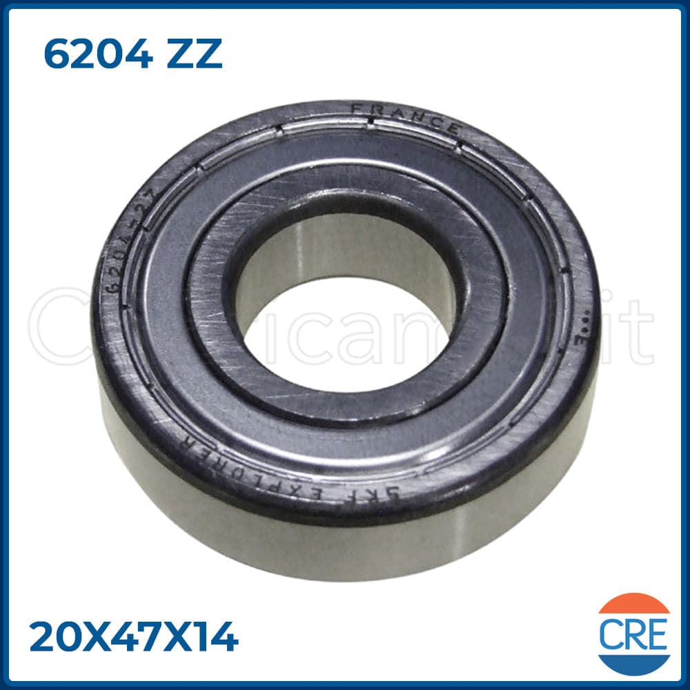 Cuscinetto a Sfere Tenuta Stagna 6204-ZZ, 47x20x14 mm in Cuscinetti a sfere a gola profonda CRE Ricambi - Fabriano, commercioVirtuoso.it