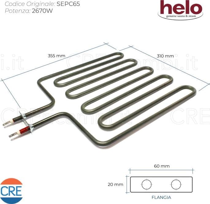 Resistenza 2670W per Sauna Helo, 355x310 cm