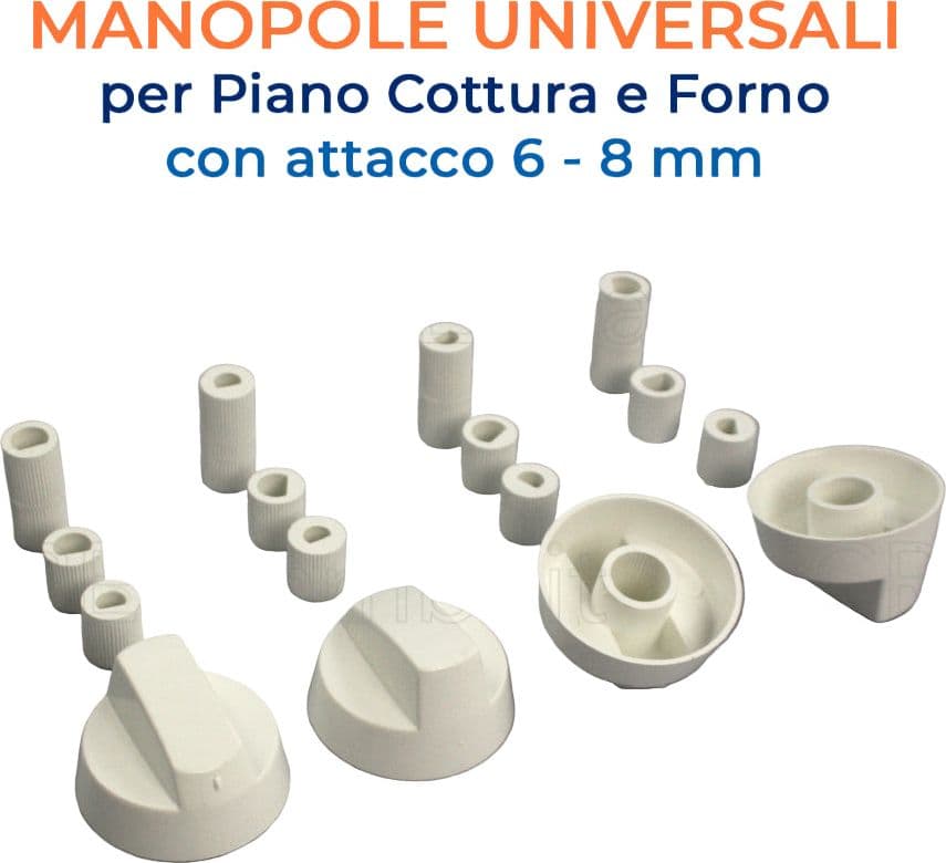 Kit Universale Bianco 4 Manopole con Innesto Attacco da 6 / 8 mm
