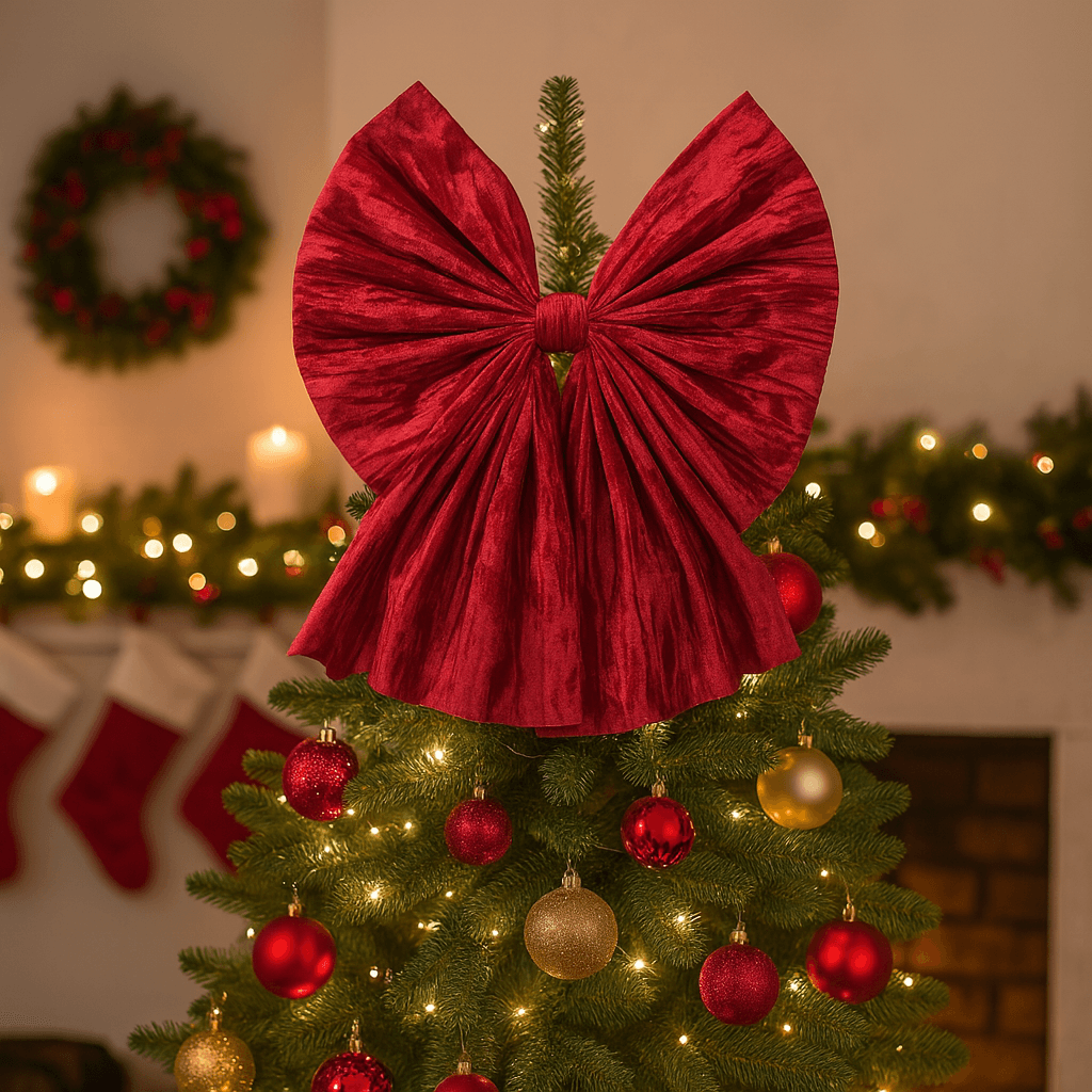 Fiocco di natale in tessuto decorazione natalizia per albero e dietro porta in Fiocchi e nastri MagiediNatale.it - Altamura, commercioVirtuoso.it