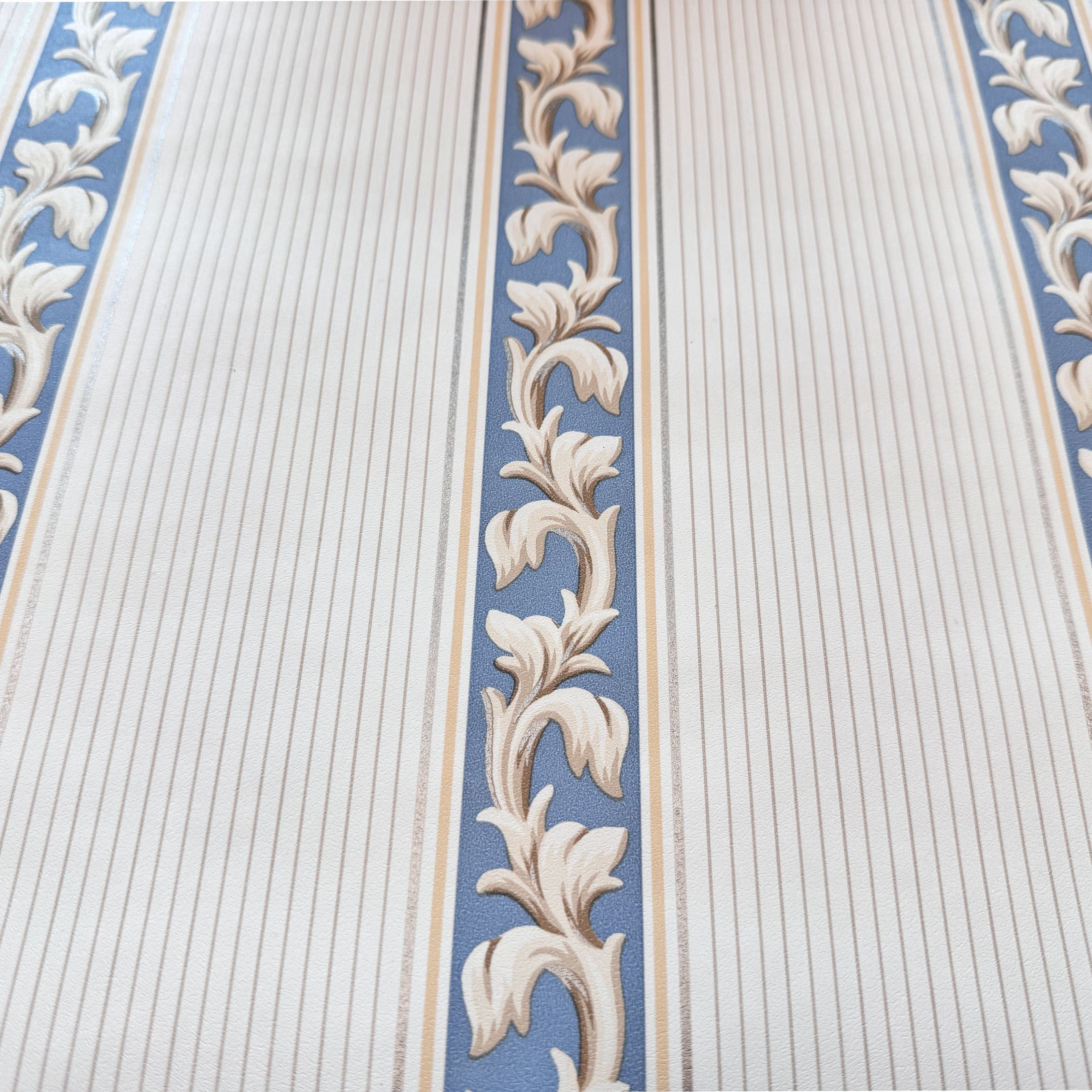 SUPER STOCK €0,56 al mq  - Rotolo da 5,2mq (10x0,52mt) di Carta da Parati vinilica Top Quality lavabile RIGHE E FOGLIE - Eternal Parquet