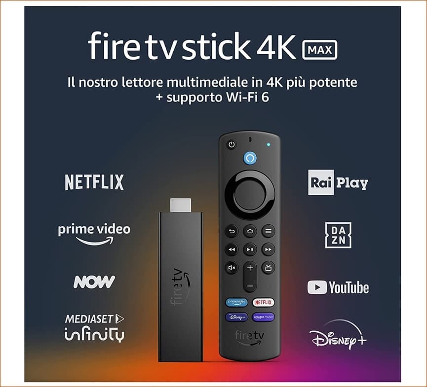 Fire TV Stick 4K Max con Wi-Fi 6 e telecomando vocale Alexa con comandi per la TV in prodotto DFP Elettronica Store - Scafati, commercioVirtuoso.it