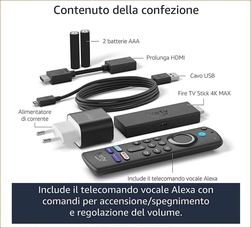 Fire TV Stick 4K Max con Wi-Fi 6 e telecomando vocale Alexa con comandi per la TV in prodotto DFP Elettronica Store - Scafati, commercioVirtuoso.it