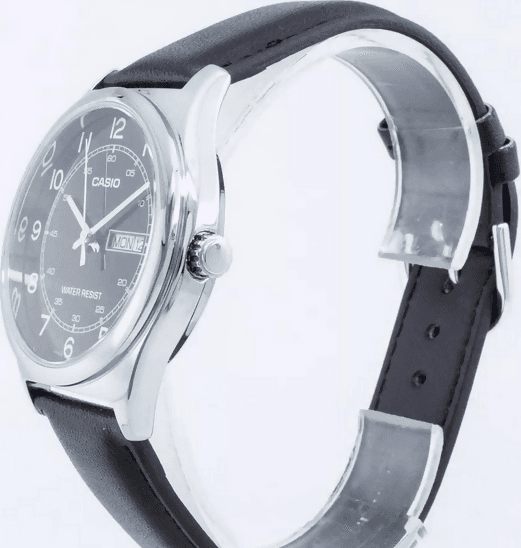 Orologio casio per uomo da polso, MTP-V006L-1B2, cinturino in pelle nero, quadrante nero con segna data e giorno della settimana in Orologi da polso Loweconomy - Marineo, commercioVirtuoso.it