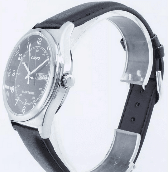 Orologio casio per uomo da polso, MTP-V006L-1B2, cinturino in pelle nero, quadrante nero con segna data e giorno della settimana in Orologi da polso Loweconomy - Marineo, commercioVirtuoso.it