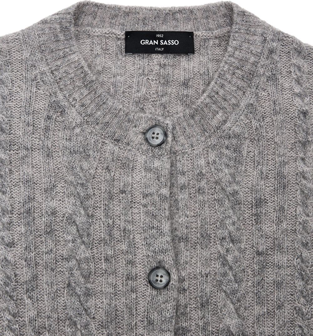 Gran Sasso Cardigan con Lavorazione Trecce in Grigio da donna in Cardigan Drestige - Casamassima, commercioVirtuoso.it