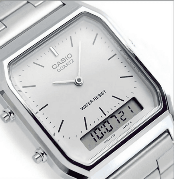 Orologio Casio unisex per uomo e per donna, AQ-230A-7D, quadrante bianco doppio orario analogico e digitale in Orologi da polso Loweconomy - Marineo, commercioVirtuoso.it