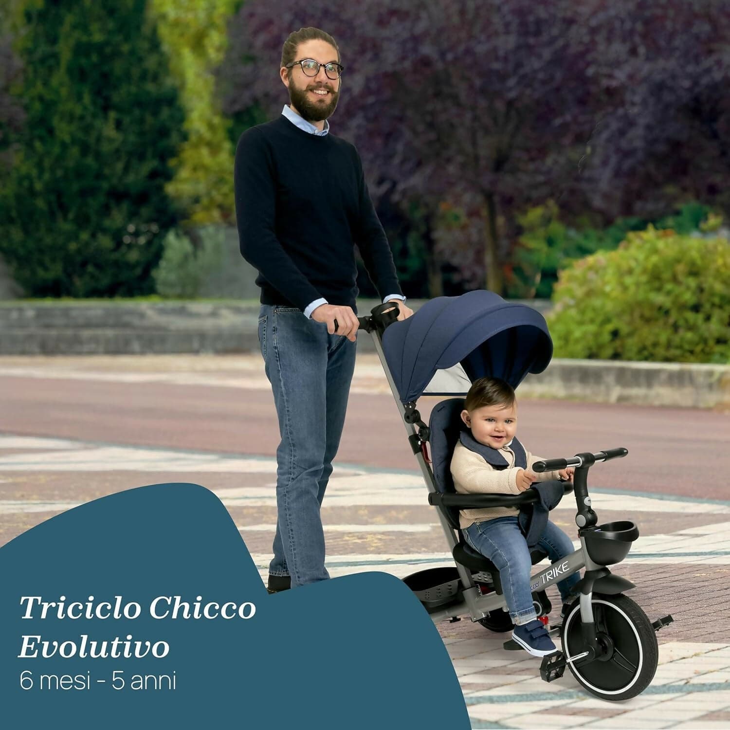 CHICCO Triciclo Evolutivo Bambini 4in1 segue la crescita del bambino - Telaio in Metallo - Ruote in Gomma EVA - Cintura a 4 Punti - Maniglione Telescopico e Cappottina Rimovibili - Passeggino con Seduta Reversibile - Cestino - colore BEIGE in Bici per bambini Sanitaria Gioia del Bimbo - Villa San Giovanni, commercioVirtuoso.it