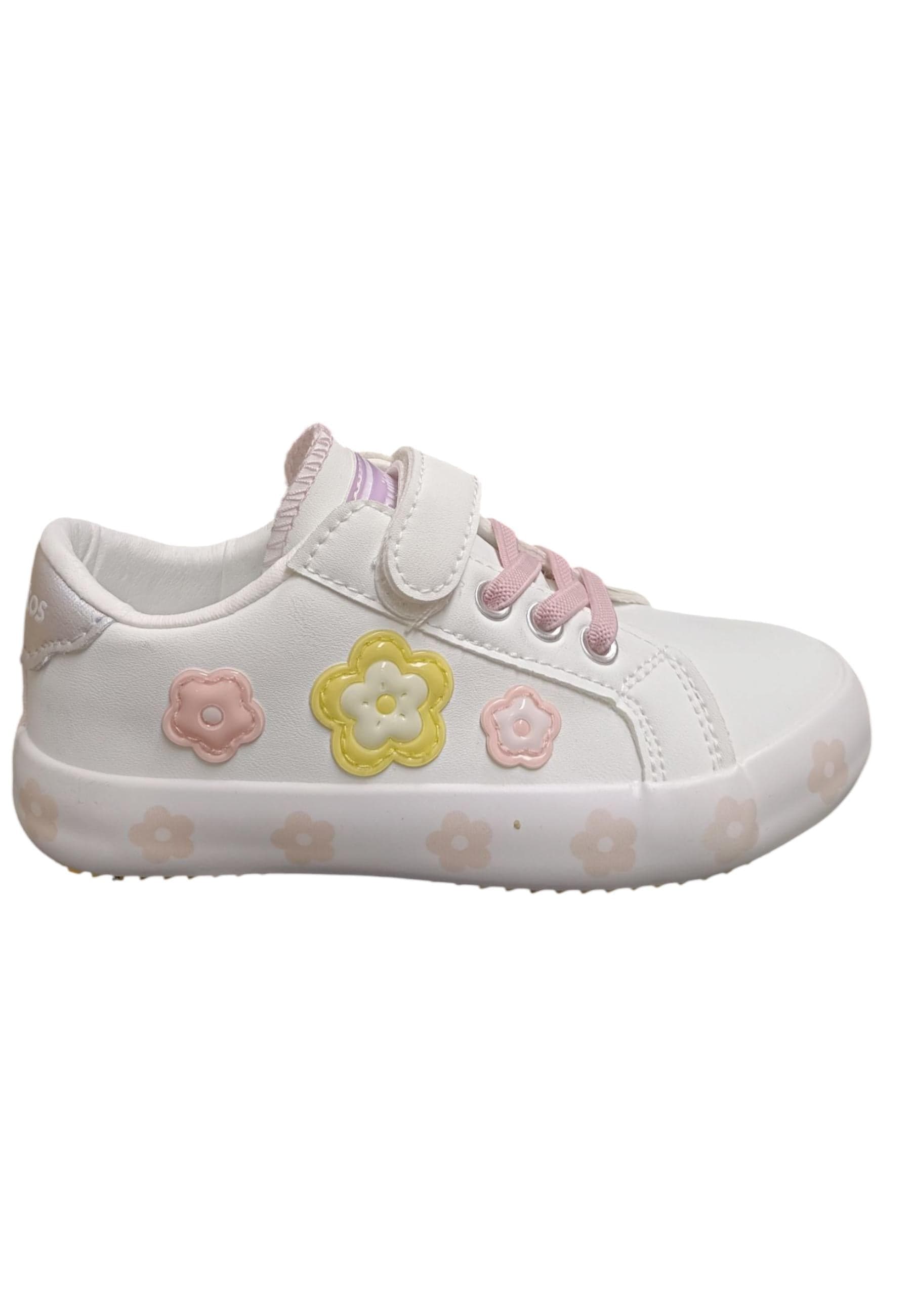 Scarpe sneakers Bambine e ragazze Conquitos COSH  bianco-rosa-giallo laccio elastico e velcro - 6