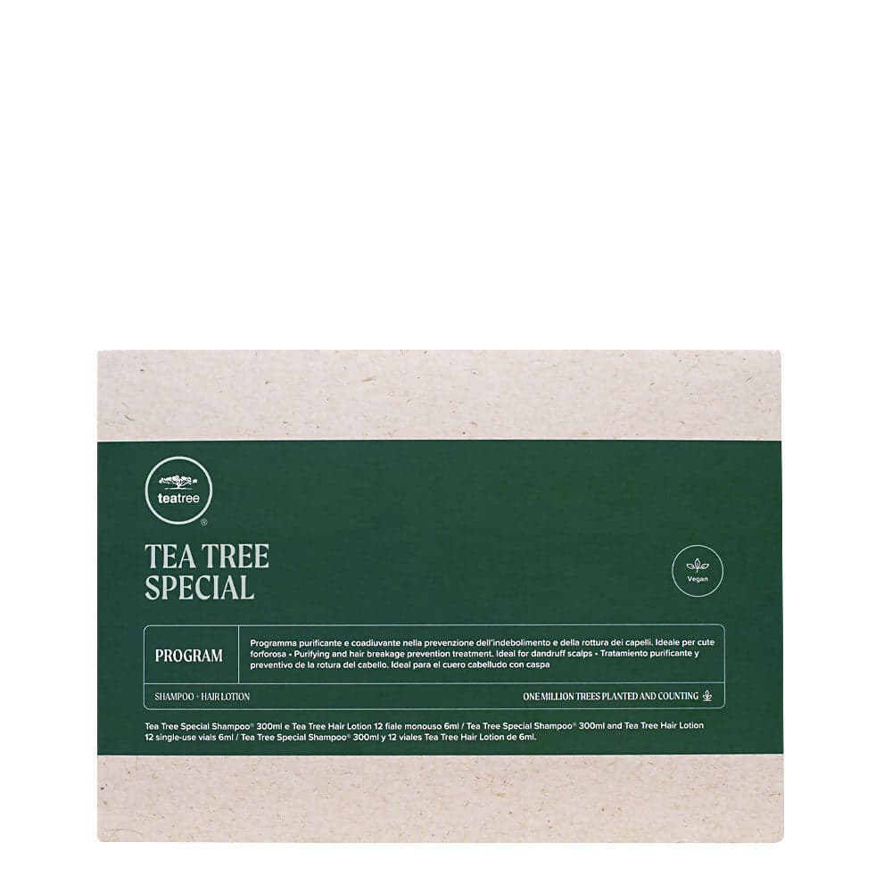 Paul MItchell tea tree special program trattamento purificante anticaduta, contiene: lozione 12 fiale da 6 ml + shampoo 300 ml