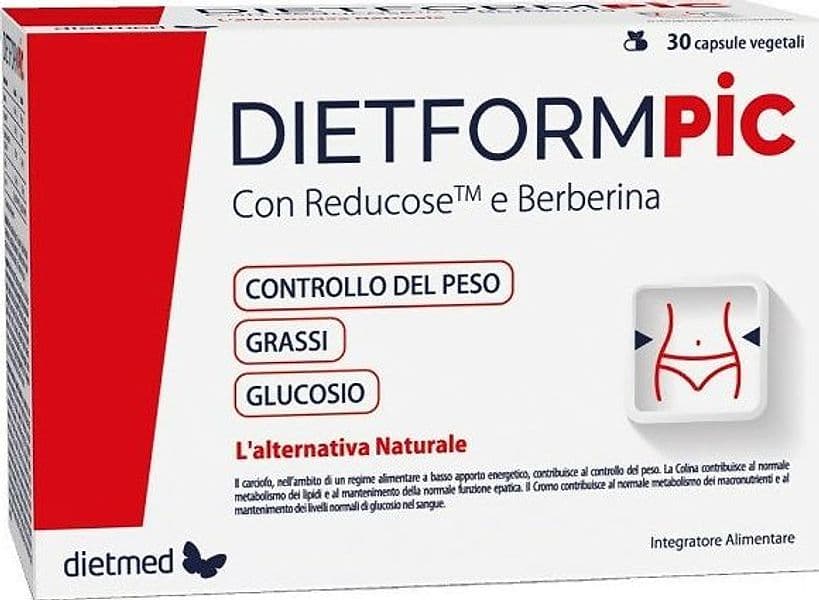 Dietformpic 30 cps. Integratore alimentare con Reducose e Berberina per il controllo del peso, dei grassi e del glucosio