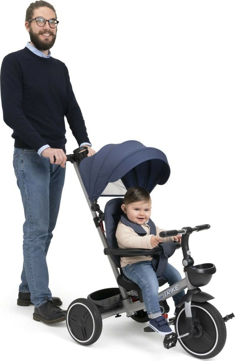 CHICCO Triciclo Evolutivo Bambini 4in1 segue la crescita del bambino - Telaio in Metallo - Ruote in Gomma EVA - Cintura a 4 Punti - Maniglione Telescopico e Cappottina Rimovibili - Passeggino con Seduta Reversibile - Cestino - colore BLU in Bici per bambini Sanitaria Gioia del Bimbo - Villa San Giovanni, commercioVirtuoso.it