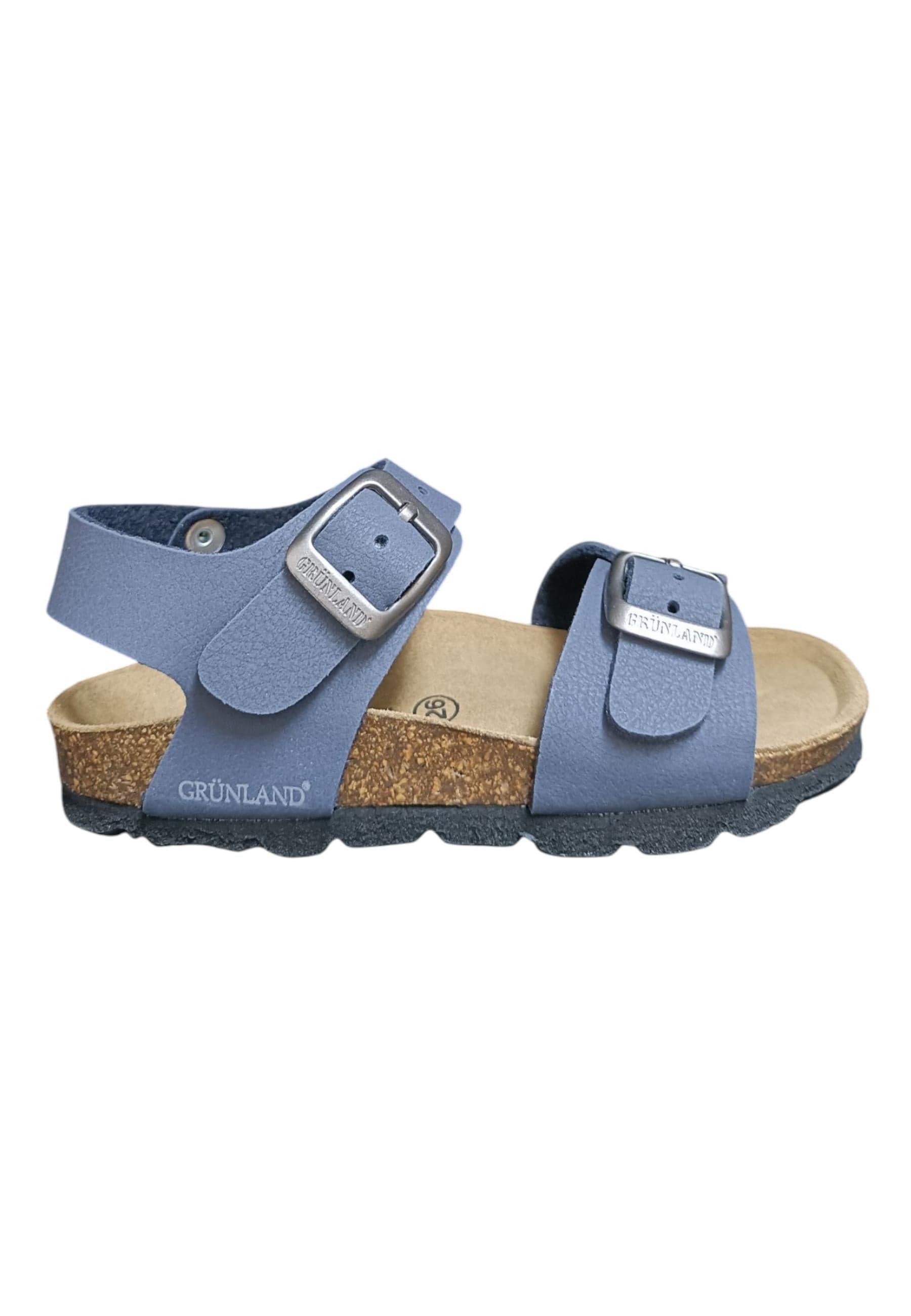 Sandalo bambino Grunland Junior 0901 blu bio fibbia comfort naturale