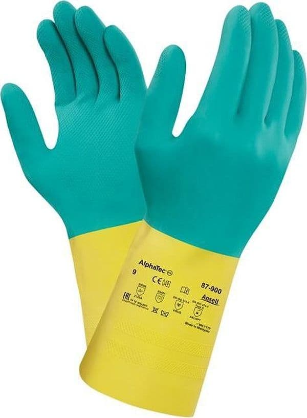 Guanto Alphatec 87-900 Giallo Verde Guanti Lattice Rischio Chimico Biologico in Guanti resistenti a sostanze chimiche Dresswork - Como, commercioVirtuoso.it