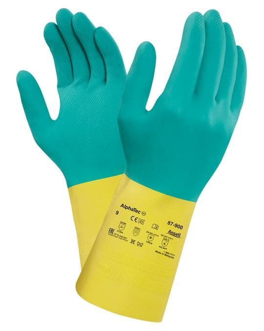Guanto Alphatec 87-900 Giallo Verde Guanti Lattice Rischio Chimico Biologico in Guanti resistenti a sostanze chimiche Dresswork - Como, commercioVirtuoso.it