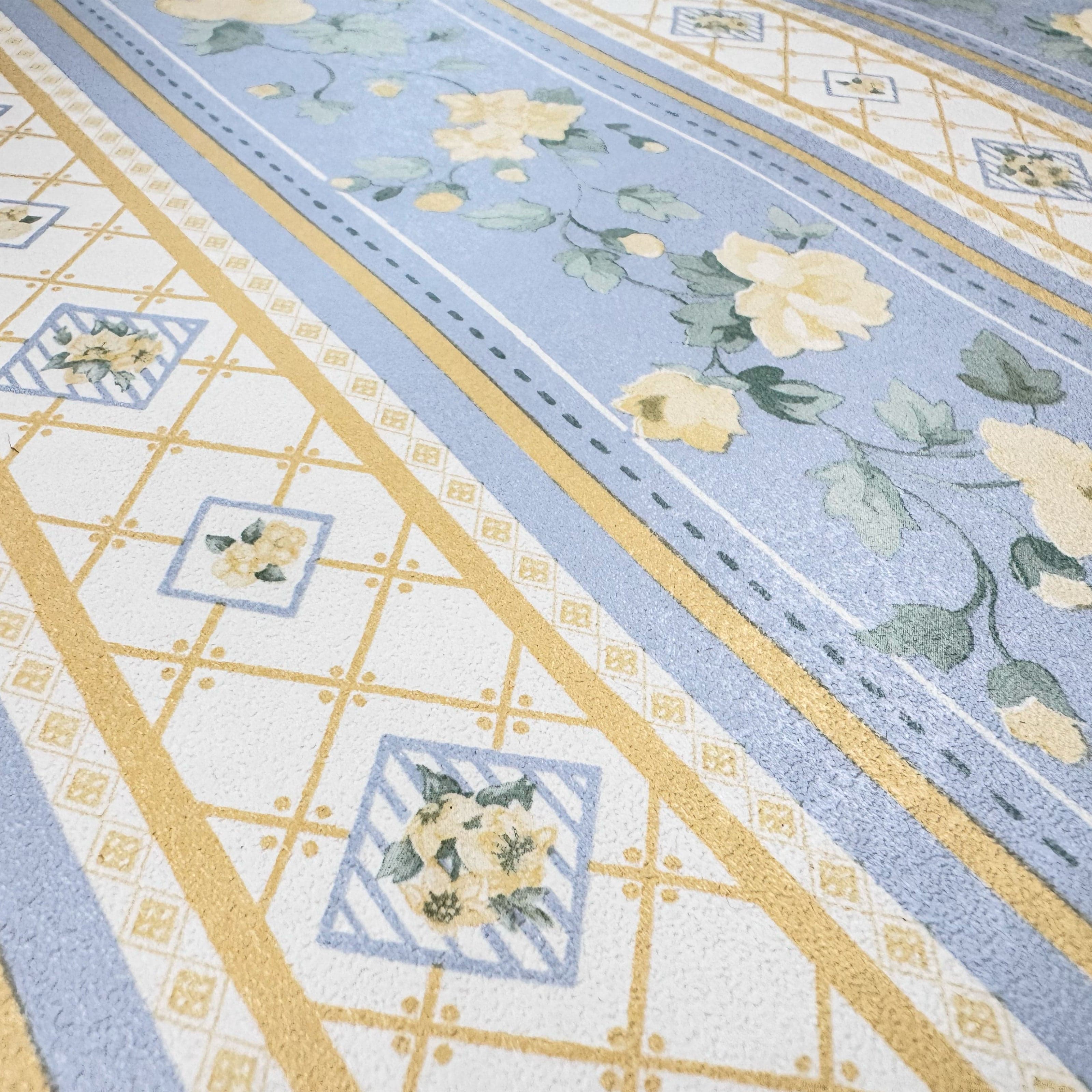 SUPER STOCK €0,56 al mq  - Rotolo da 5,2mq (10x0,52mt) di Carta da Parati vinilica Top Quality lavabile GIALLO E AZZURRO - Eternal Parquet