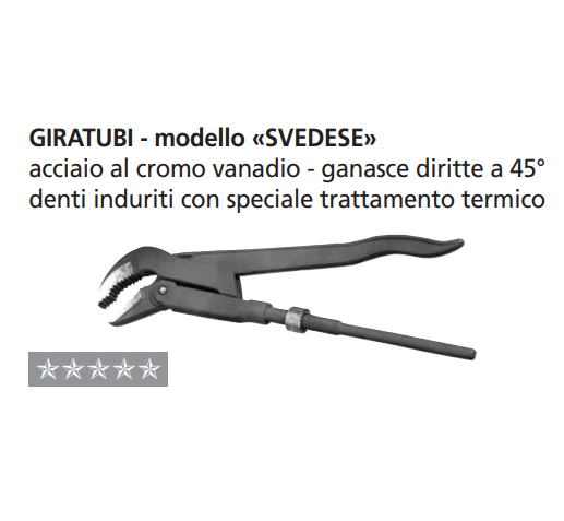ORECA-GIRATUBI MODELLO SVEDESE GANASCE DIRITTE A 45° PER TUBI FINO AD 1"