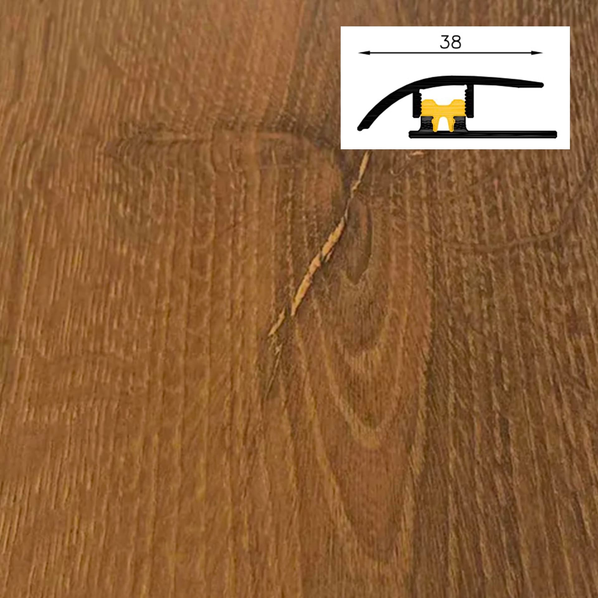 Barra da 90cm di PROFILO GIUNTO in Alluminio Gamma Laminati - Piatto o a discesa (base+coperchio) - 21