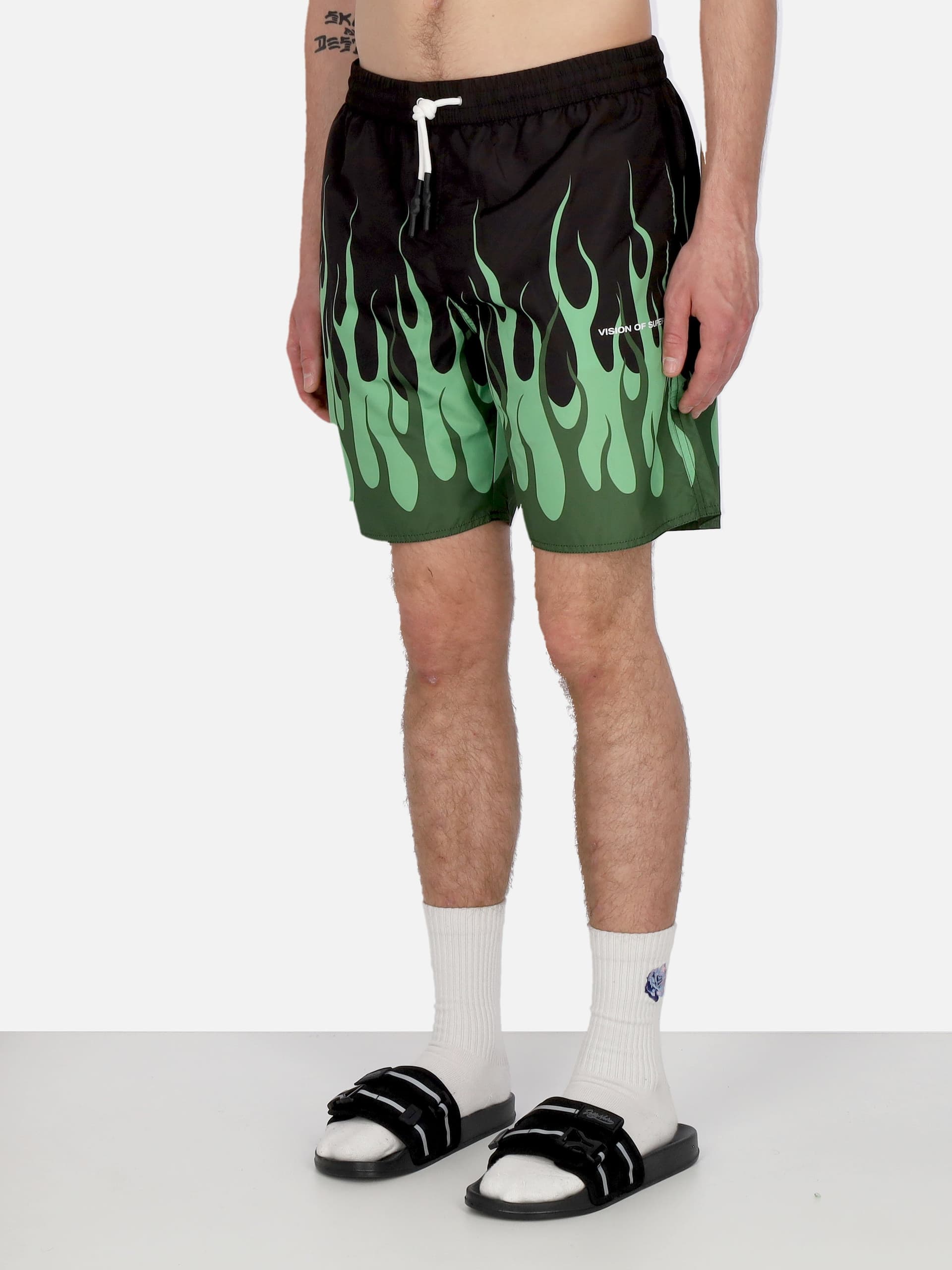 VISION OF SUPER Costume Pantaloncino Uomo Double Flames Swimwear Black/green da uomo in Pantaloncini e calzoncini Drestige - Casamassima, commercioVirtuoso.it