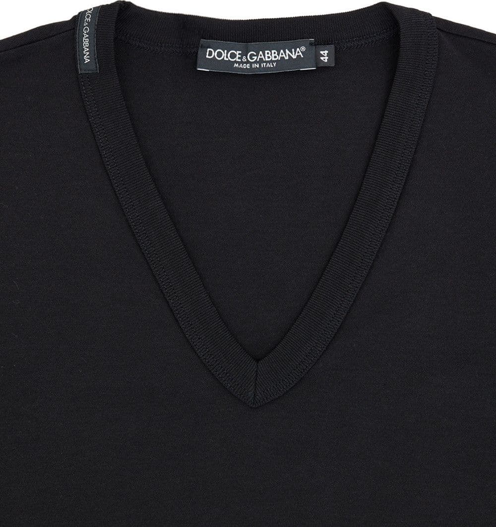 Dolce &amp; Gabbana T-shirt Scollo a V in Cotone Nero da uomo in T-shirt Drestige - Casamassima, commercioVirtuoso.it