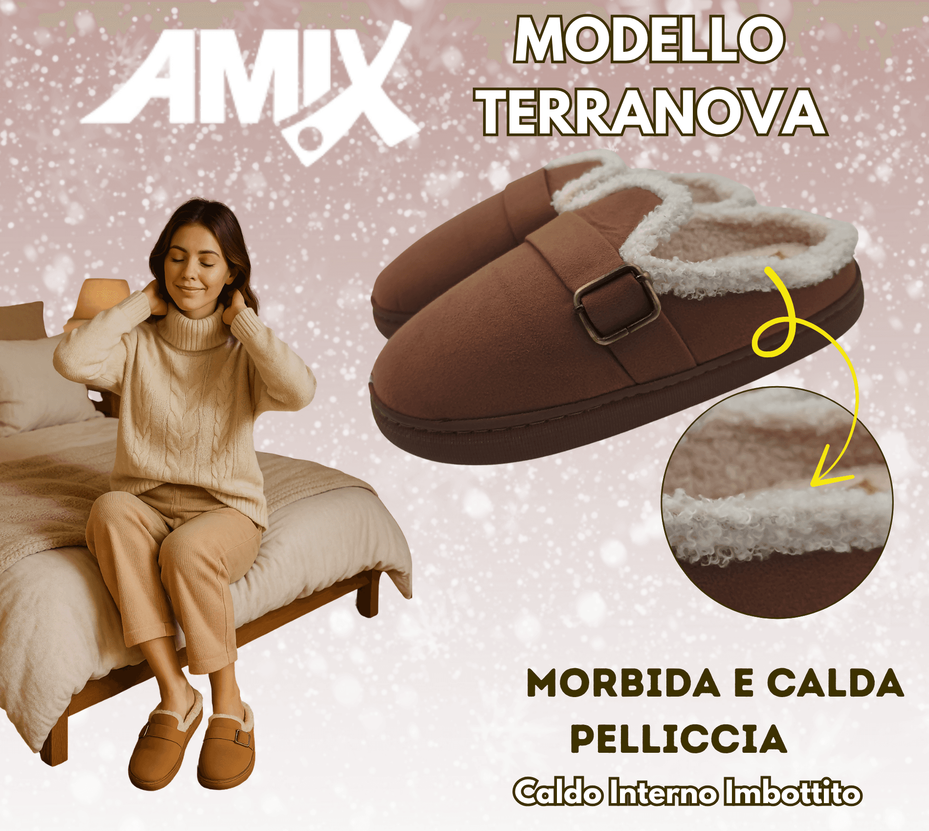 Terranova ciabatte donna invernali con pelo, calde pantofole peluche in memory foam, confort stravolgente in Ciabatte moda Primo Calzature - Venezia, commercioVirtuoso.it