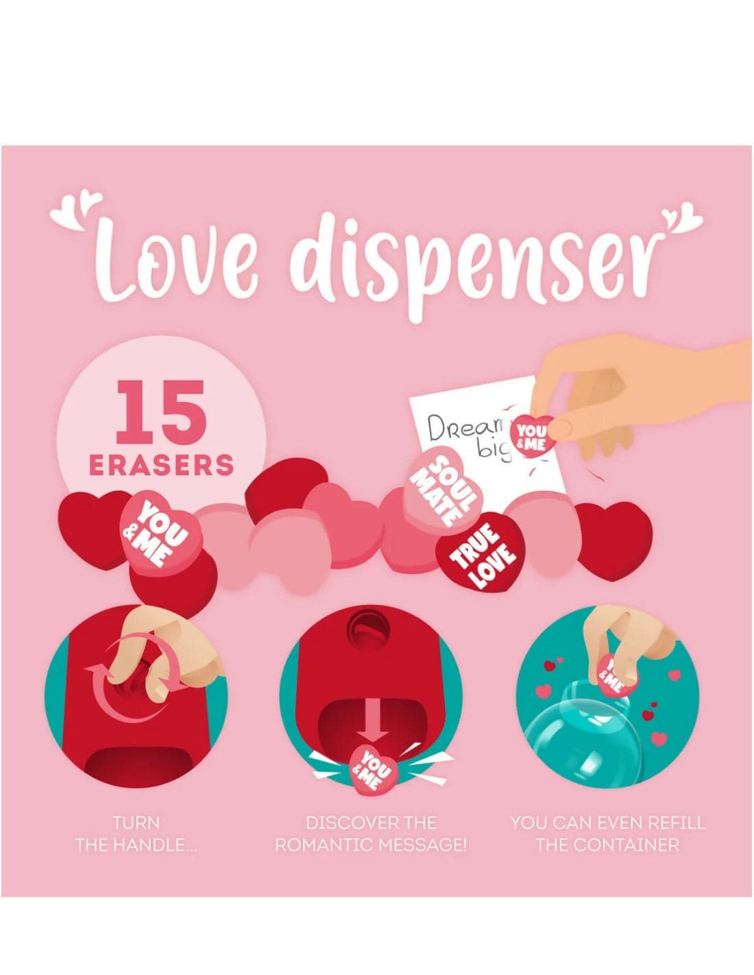 Mini Distributore Gomme Love Per Cancellare Legami in Carta Cartoleria Deja Vu - Crotone, commercioVirtuoso.it