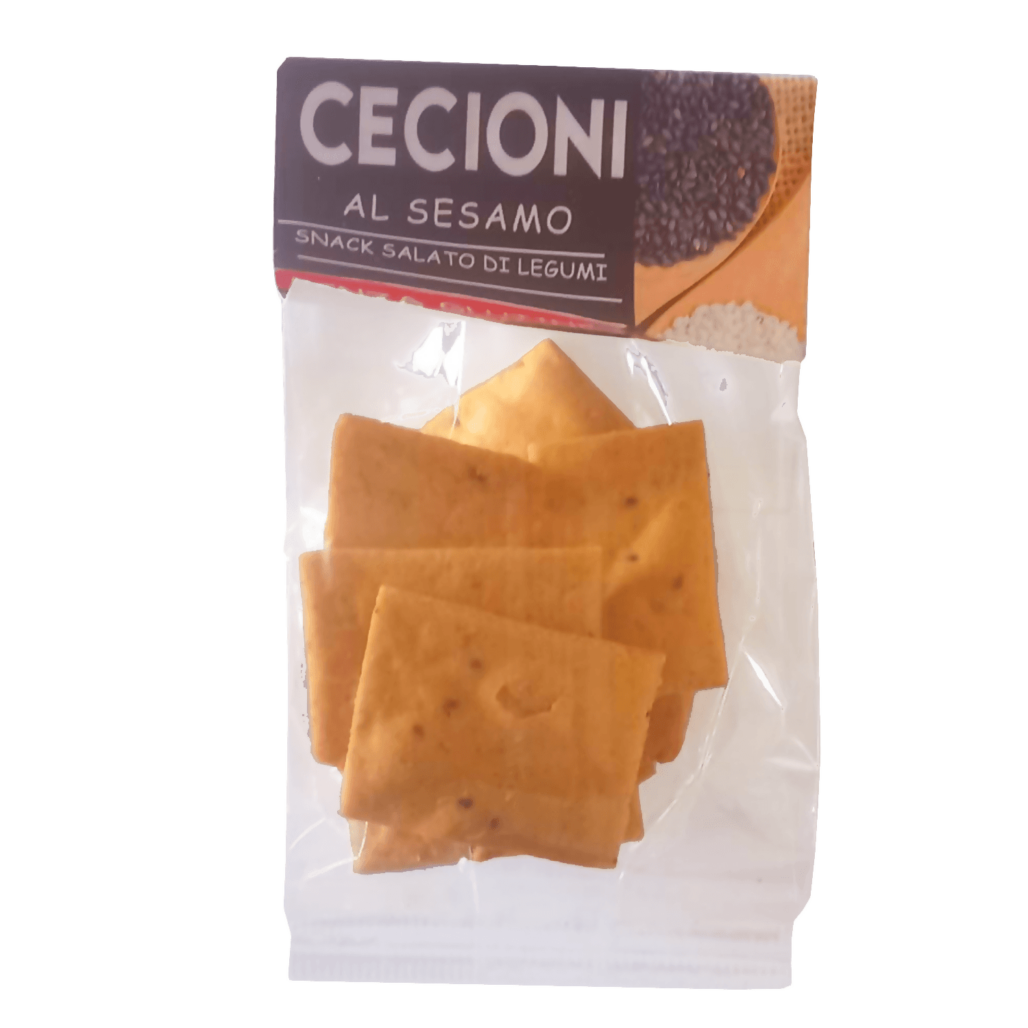 Snack salato proteico 50g al sesamo con farina di ceci e farina saraceno e semi di sesamo